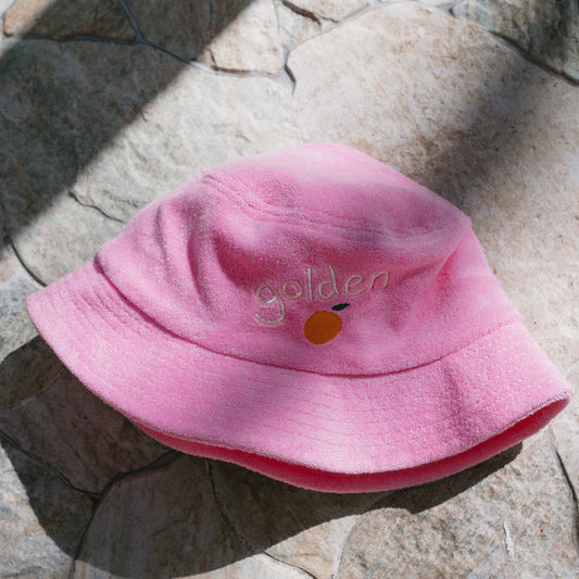 Retro Golden Orange Bucket Hat Strawberry