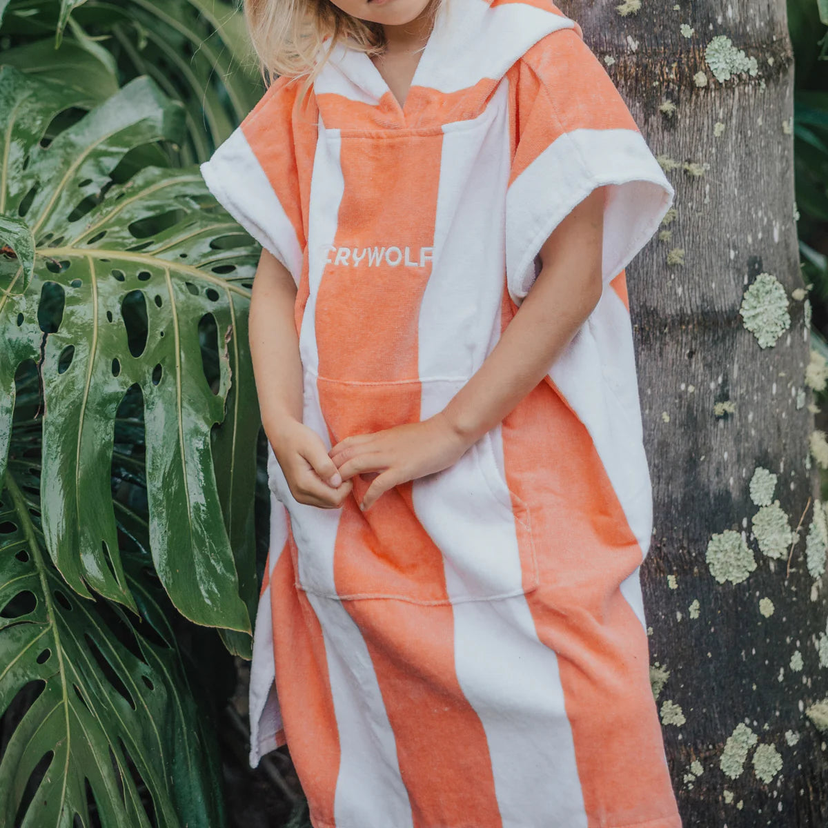 Crywolf - HOODED TOWEL Coral Stripe