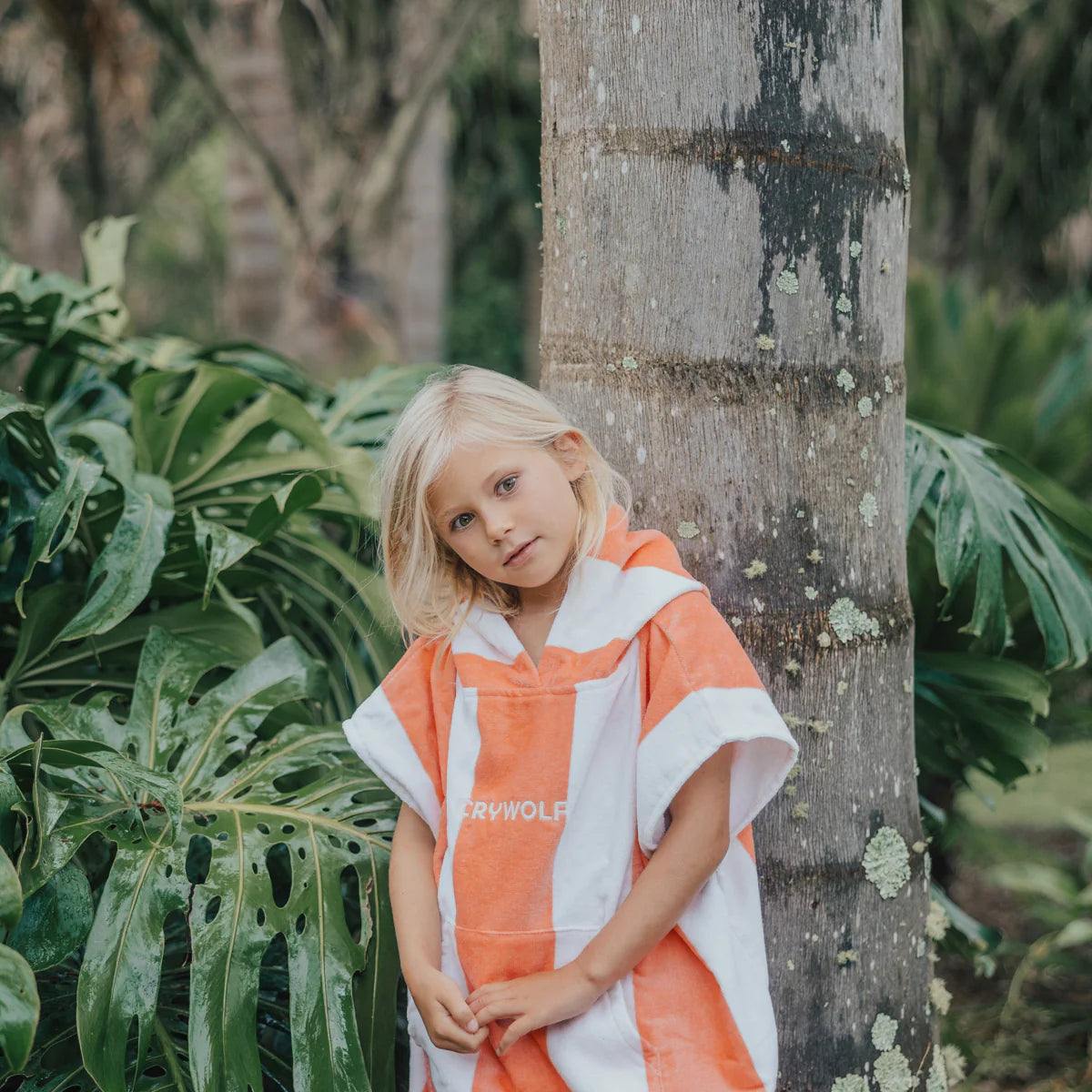 Crywolf - HOODED TOWEL Coral Stripe