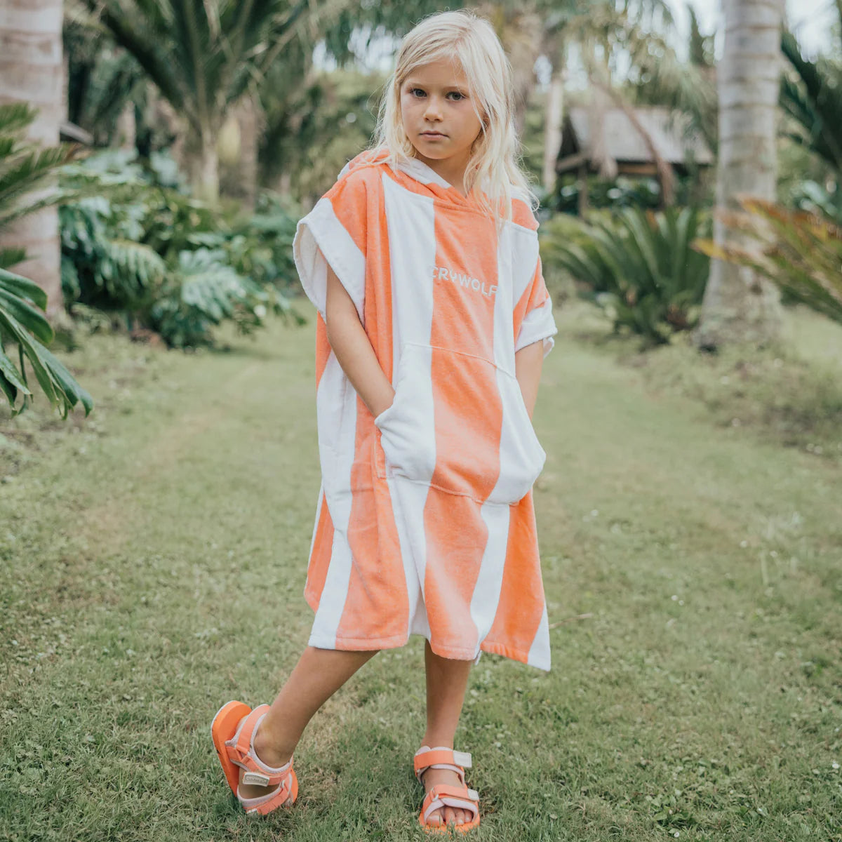 Crywolf - HOODED TOWEL Coral Stripe