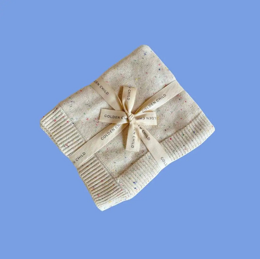 Organic Cotton Rainbow Fleck Knitted Baby Blanket