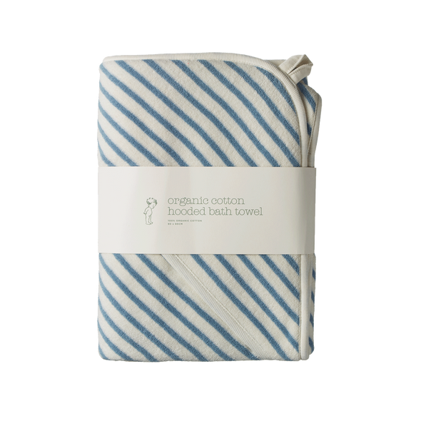 Nature Baby Hooded Bath Towel Powder Blue Sailor Stripe