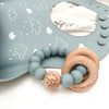 Elements Silicone & Wood Rattle Teether Blue Clouds by One Chew Three