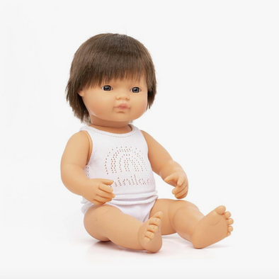 Miniland Baby Doll - Caucasian Boy Brunette - 38cm