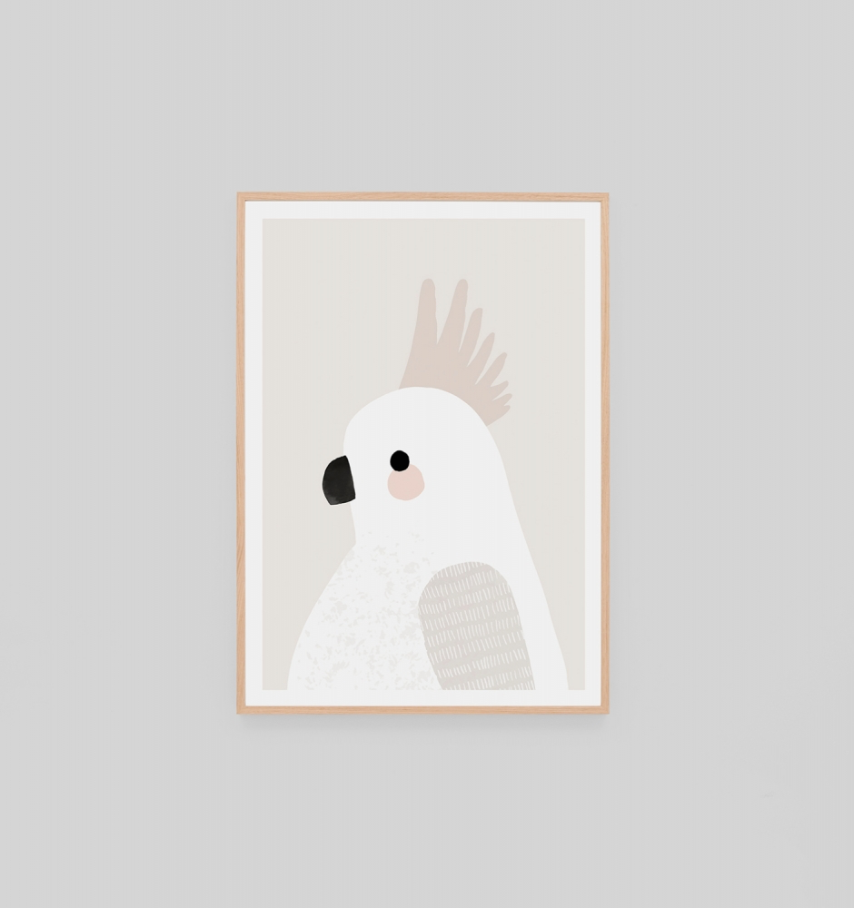 Friendly Cockatoo Neutral Print by Warranbrooke - 45x62cm