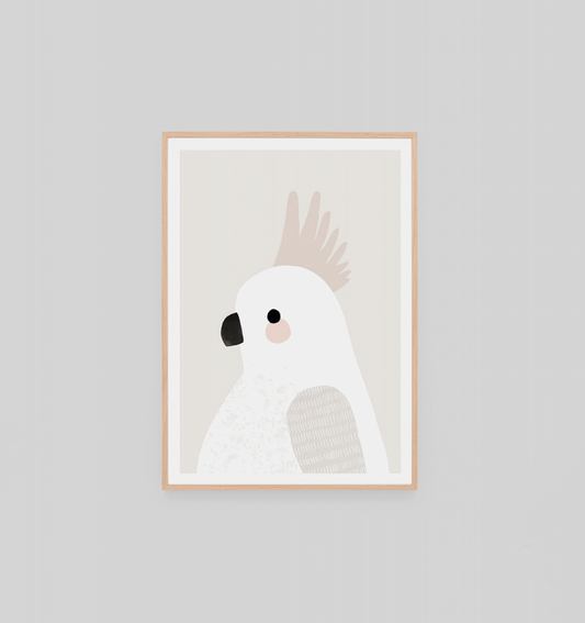 Friendly Cockatoo Neutral Print by Warranbrooke - 45x62cm