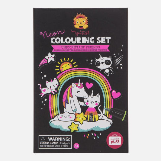Neon Colouring Set - Unicorns and Friends by Tiger Tribe
