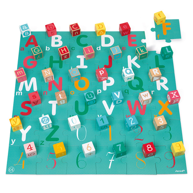 Janod - 40 ABC Numbers Blocks with Puzzle