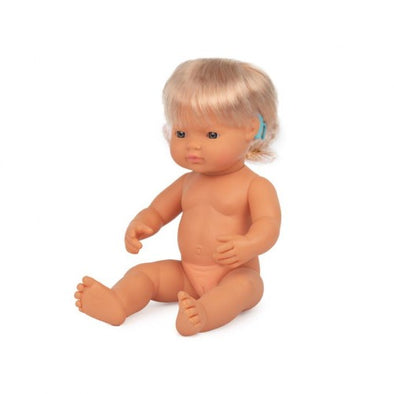 Miniland Doll - Caucasian Girl 38 cm with Hearing Aid